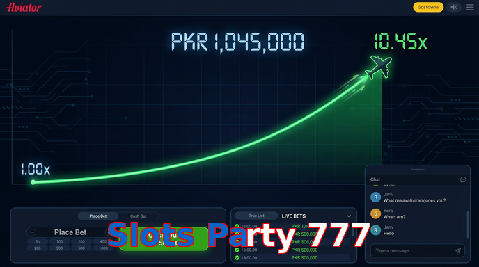 Main screen of Slots Party 777 aviator page for PK players