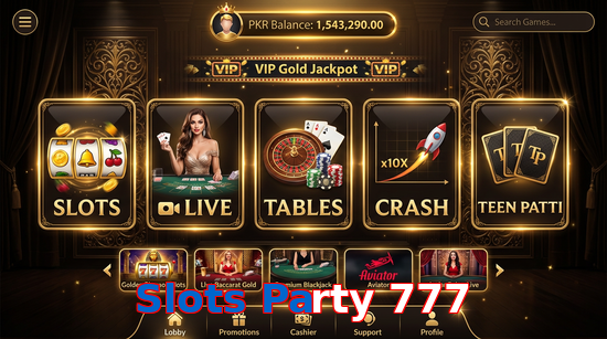 Main screen of Slots Party 777 casino page for PK players
