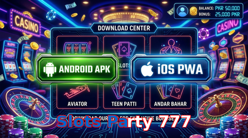 Main screen of Slots Party 777 download page for PK players
