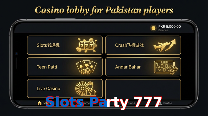 Lobby view of Slots Party 777 for Pakistan users